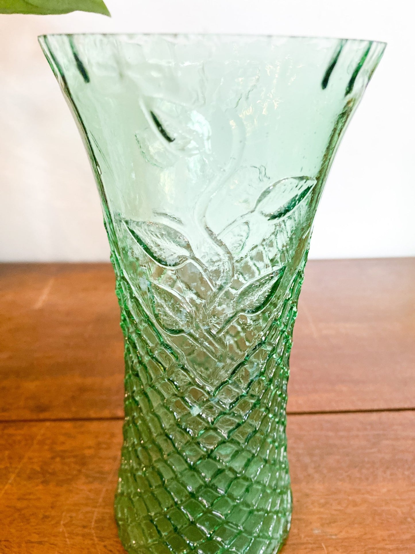 Floral Green Glass Vase - Perth Market