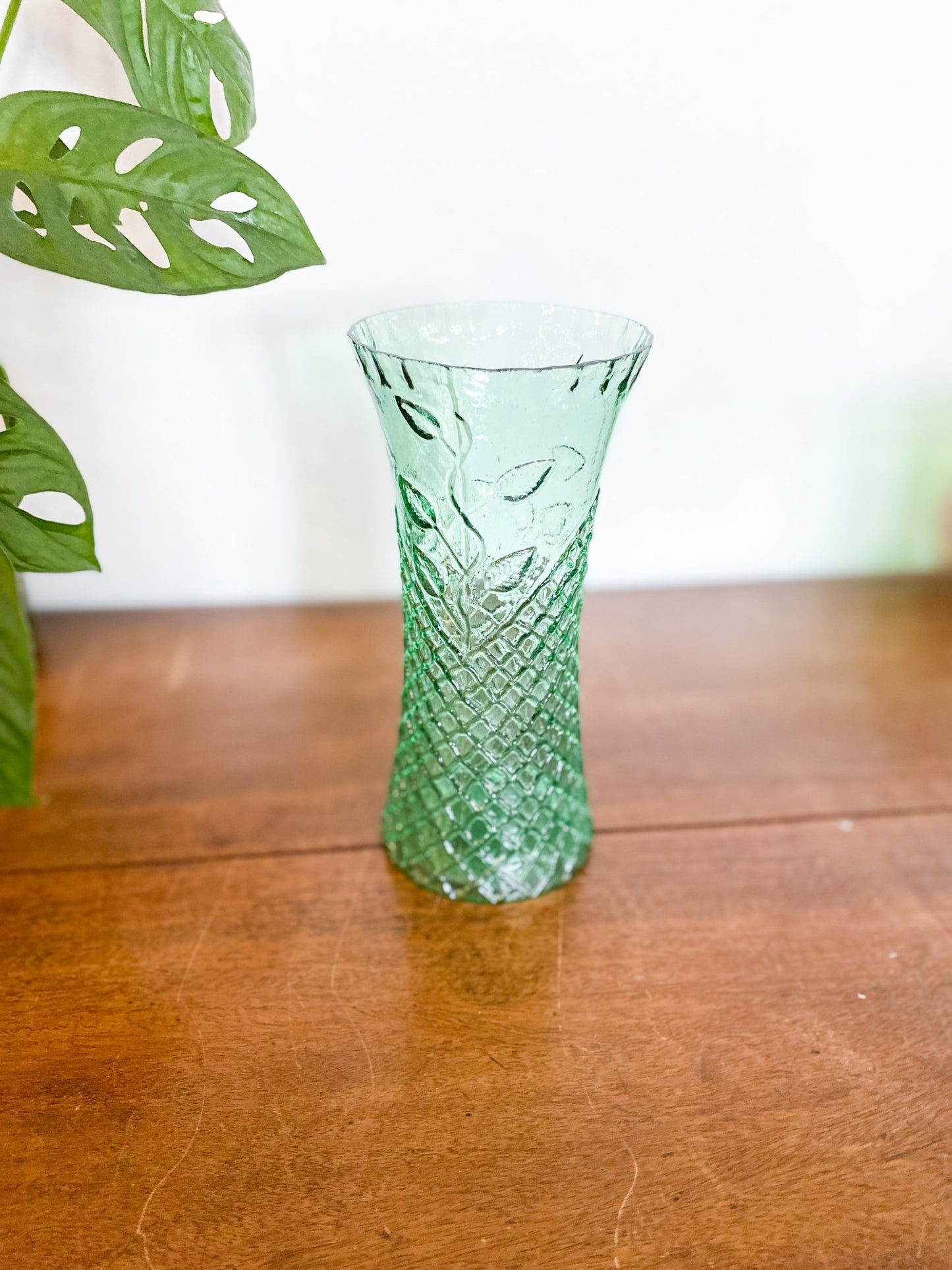 Floral Green Glass Vase - Perth Market