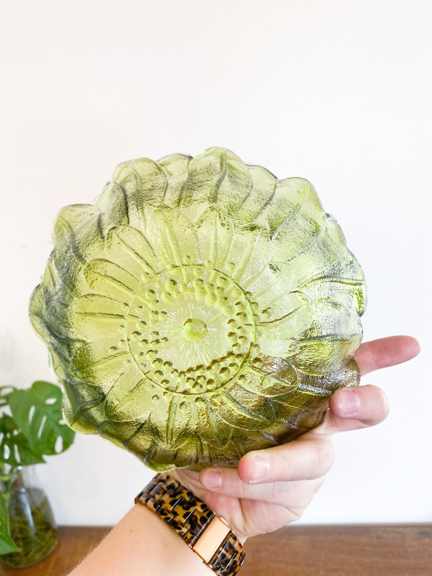 Green Glass Flower Bowl - Perth Market