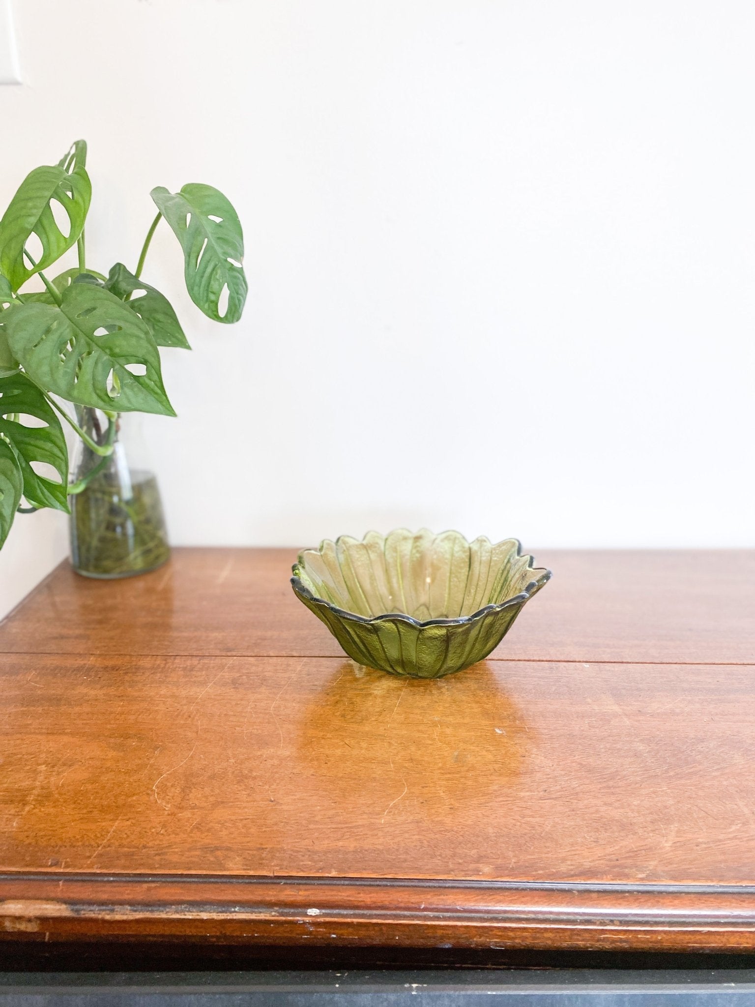 Green Glass Flower Bowl - Perth Market