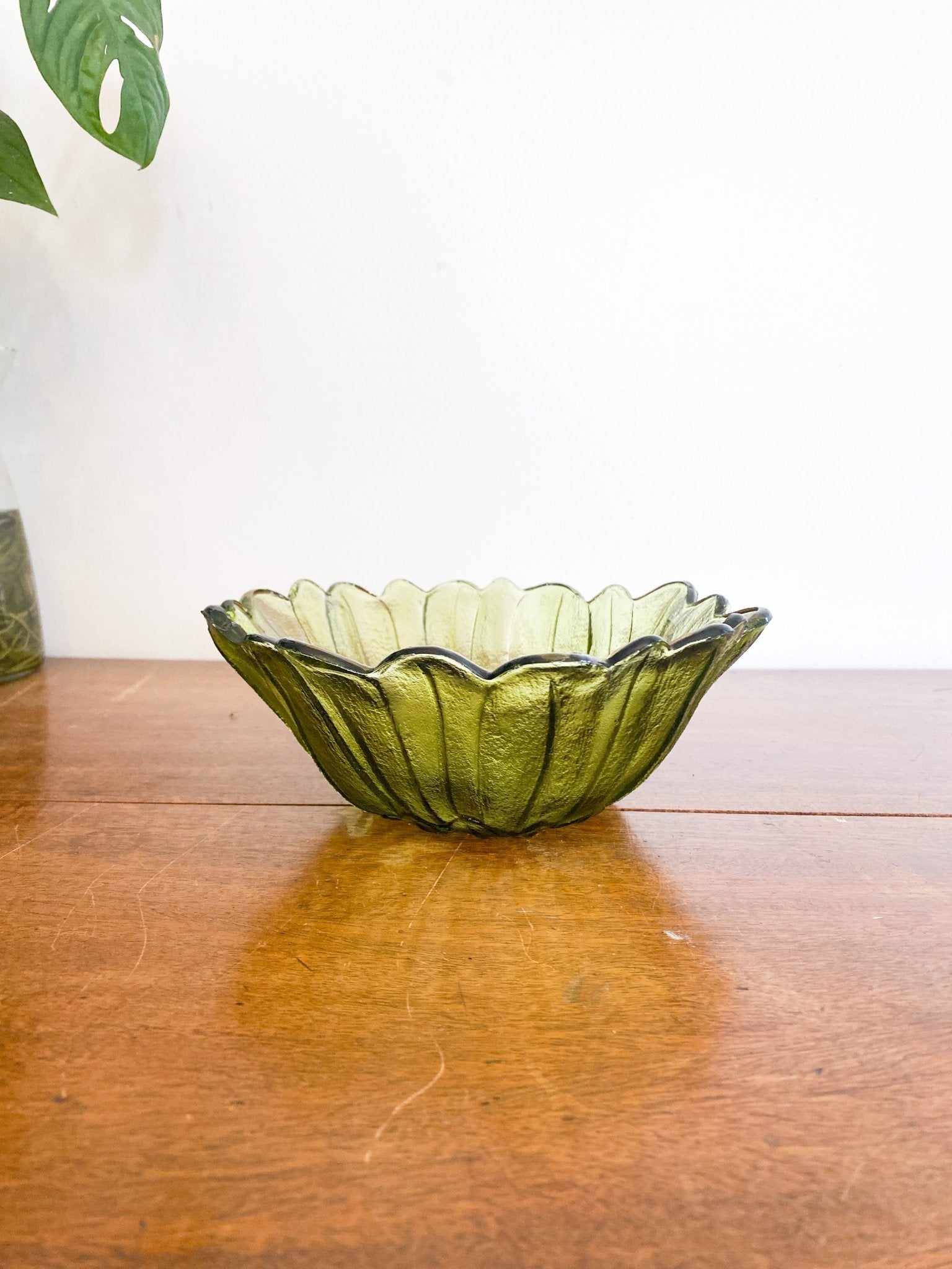 Green Glass Flower Bowl - Perth Market