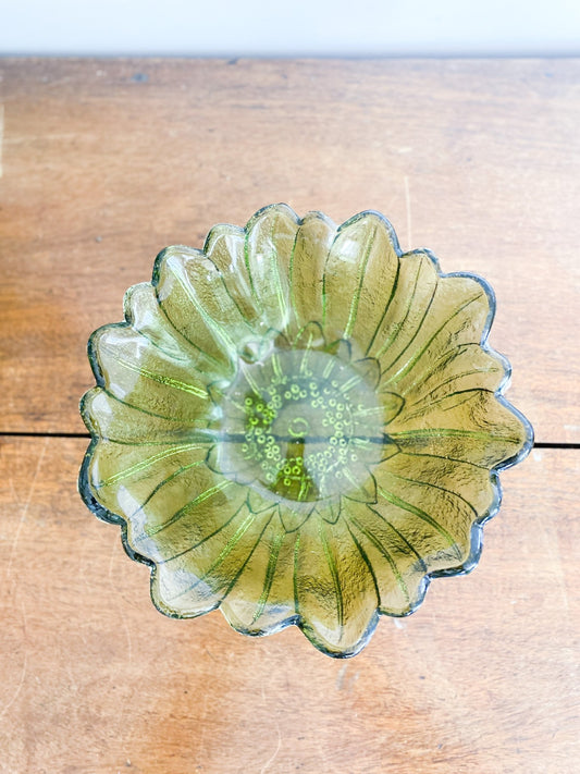 Green Glass Flower Bowl - Perth Market