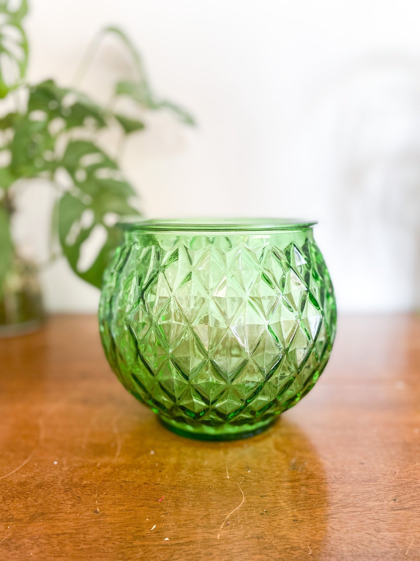 Green Glass Wide Rim Vase - Perth Market