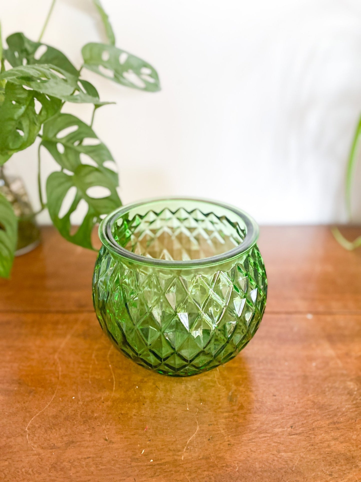 Green Glass Wide Rim Vase - Perth Market