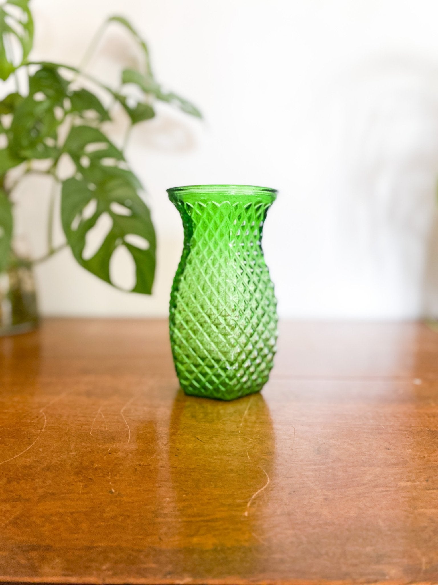 Hoosier Green Glass Diamond Vase - Perth Market