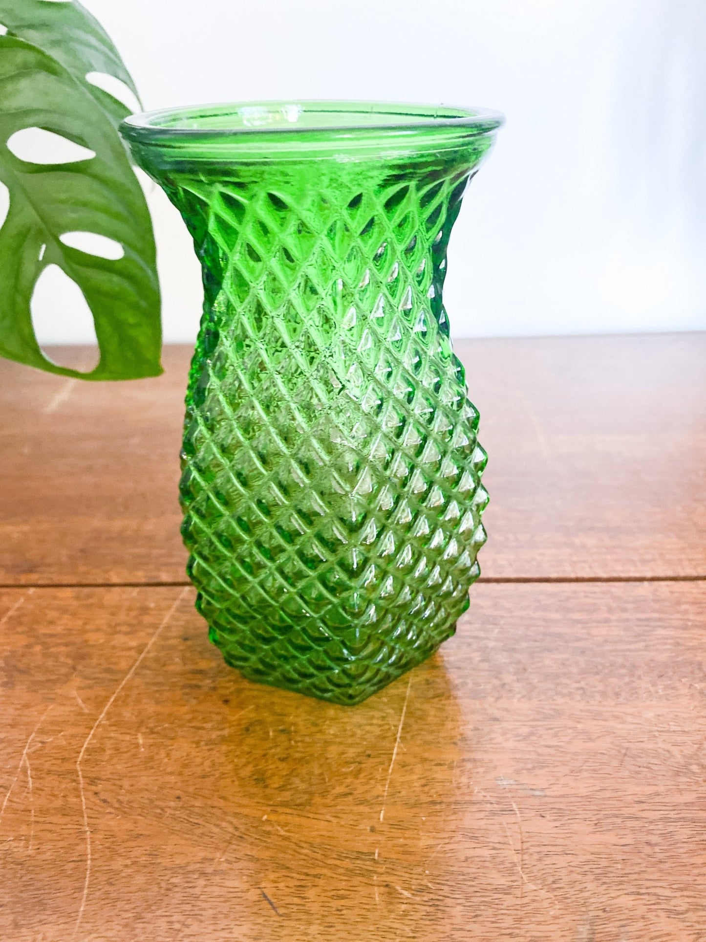 Hoosier Green Glass Diamond Vase - Perth Market