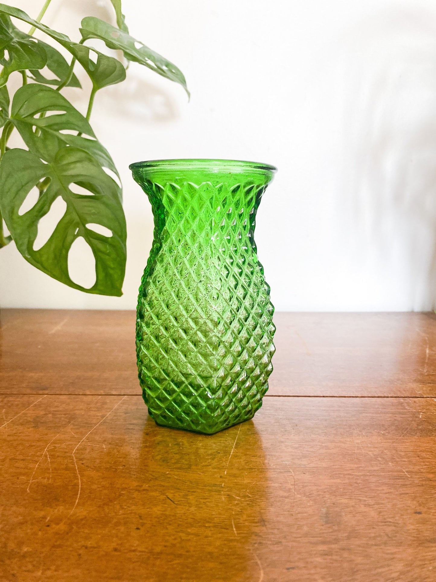 Hoosier Green Glass Diamond Vase - Perth Market