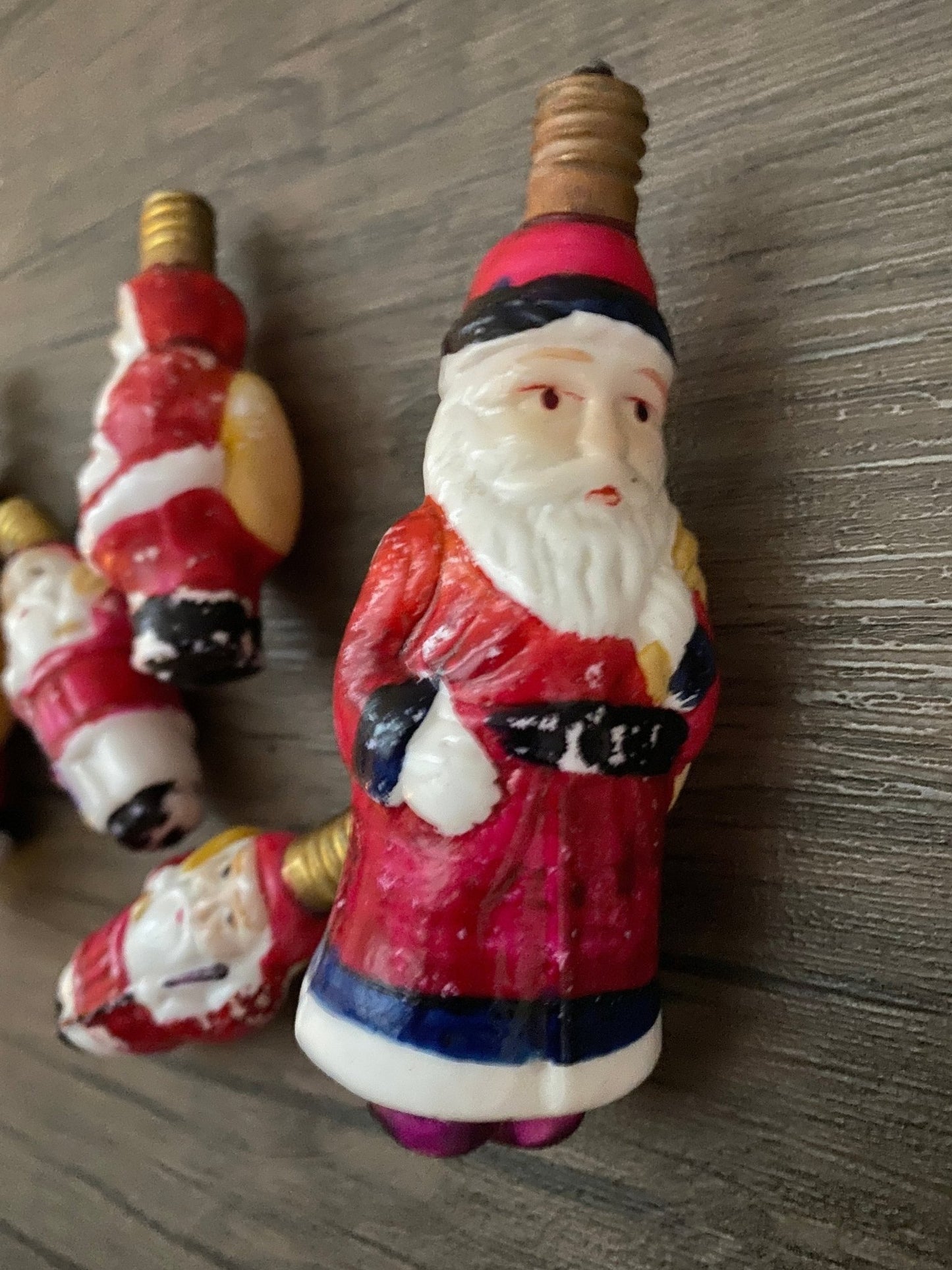 Lot of 5 Vintage Santa Milk Glass Handpainted Santa Bulbs - Perth Market