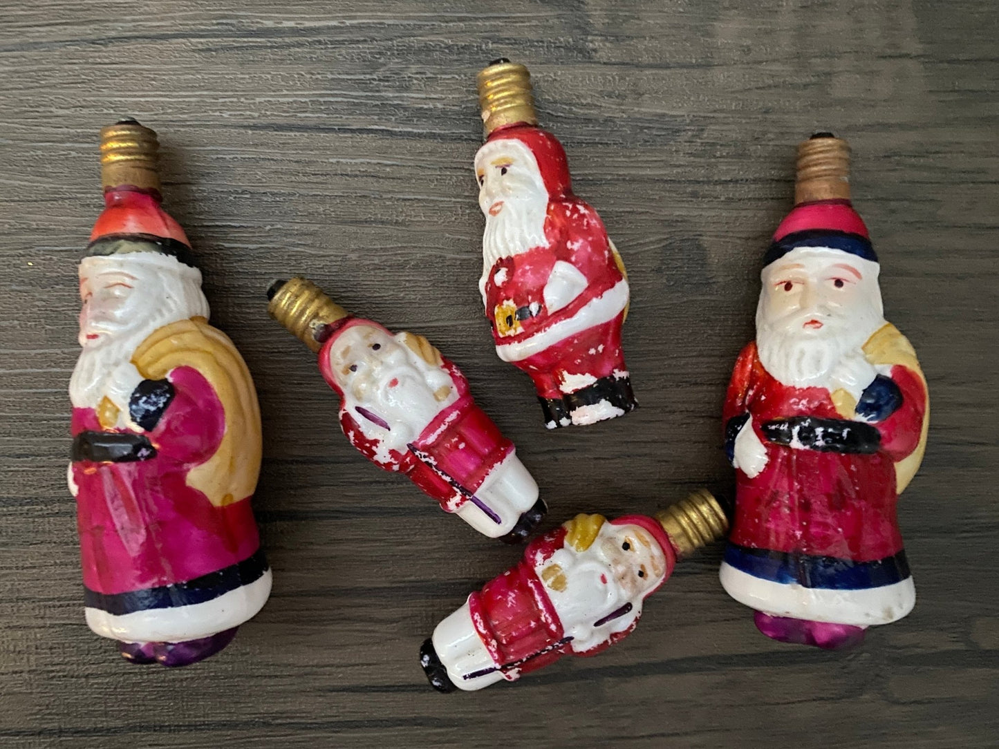 Lot of 5 Vintage Santa Milk Glass Handpainted Santa Bulbs - Perth Market