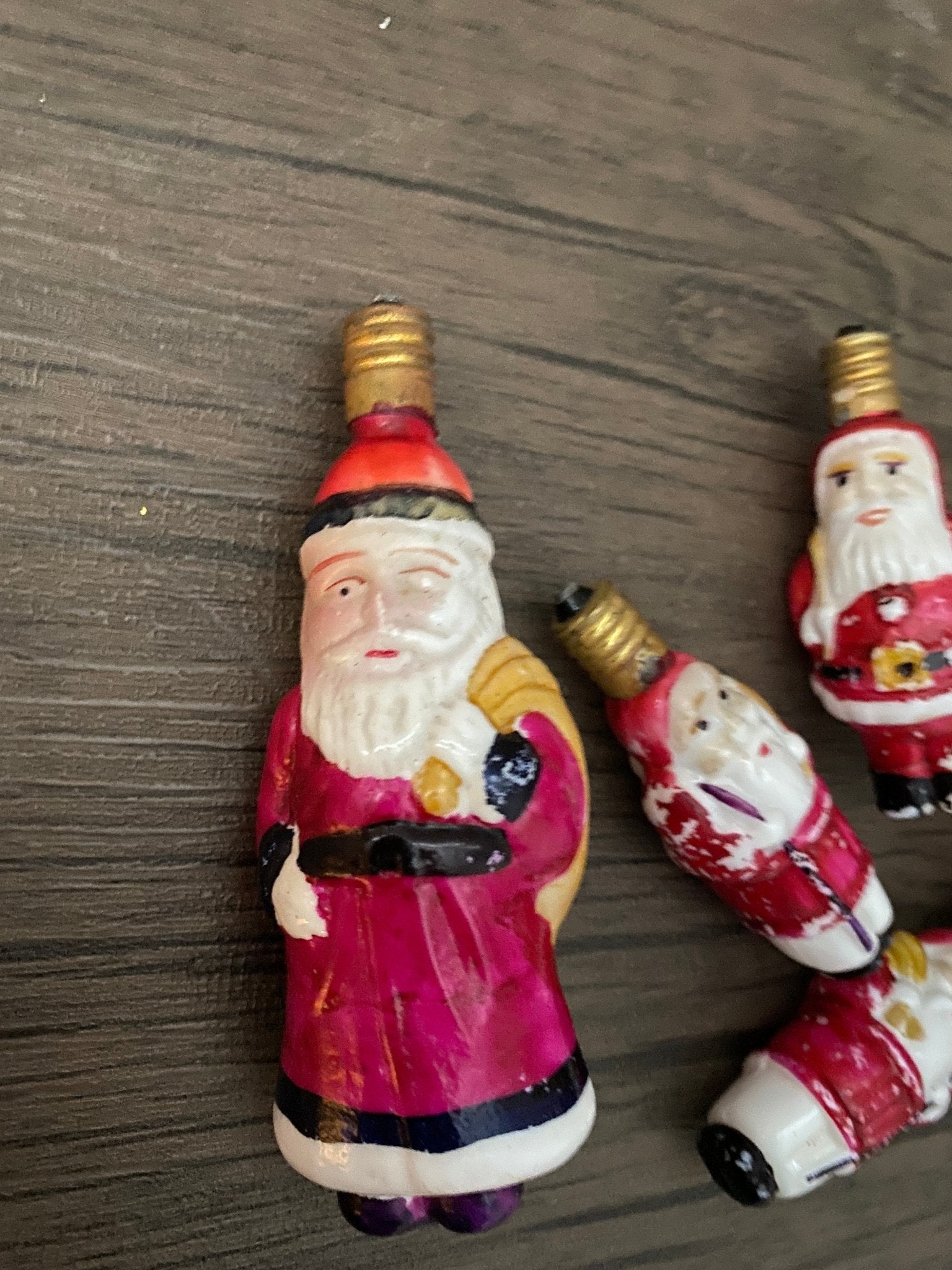 Lot of 5 Vintage Santa Milk Glass Handpainted Santa Bulbs - Perth Market