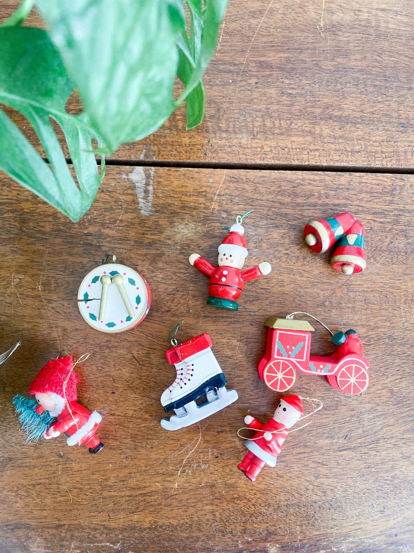 Lot of Vintage Handpainted Wooden Ornaments - Activities + People - Perth Market