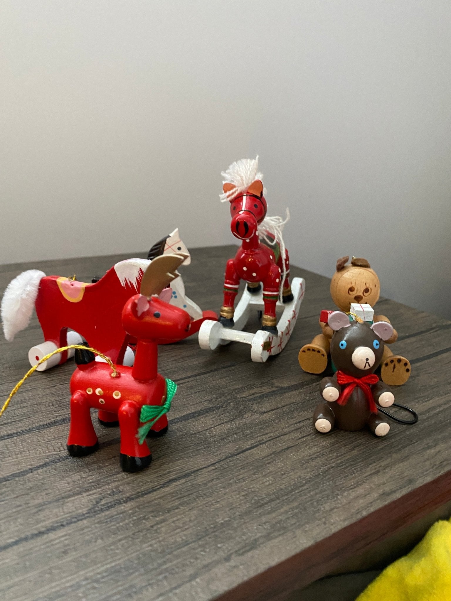 Lot of Vintage Wooden Christmas Ornaments - Handpainted Animals - Perth Market