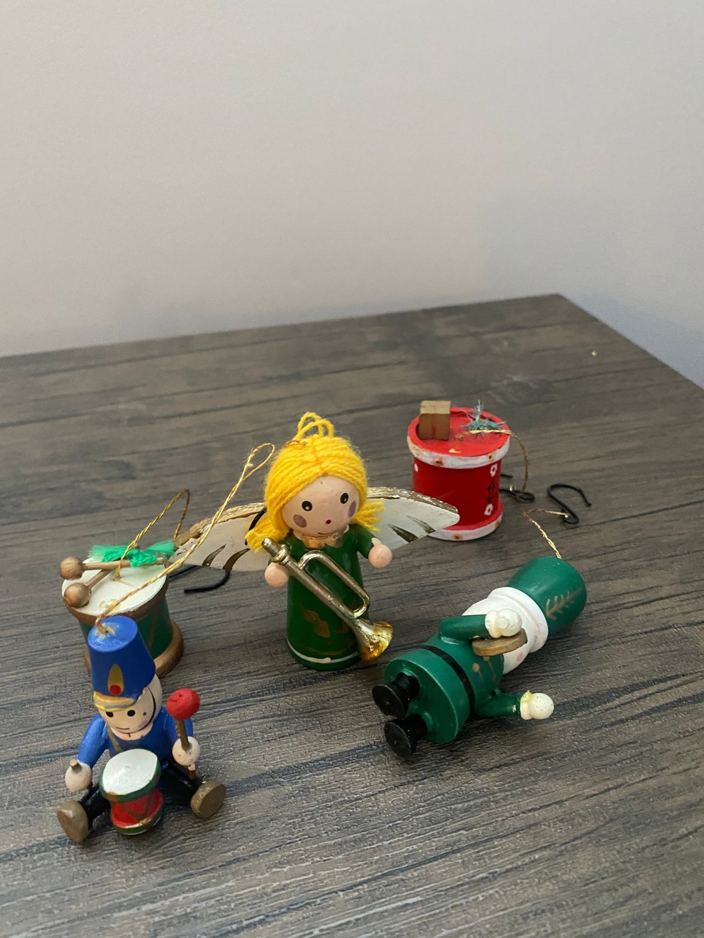 Lot of Vintage Wooden Christmas Ornaments - Handpainted Band People - Perth Market