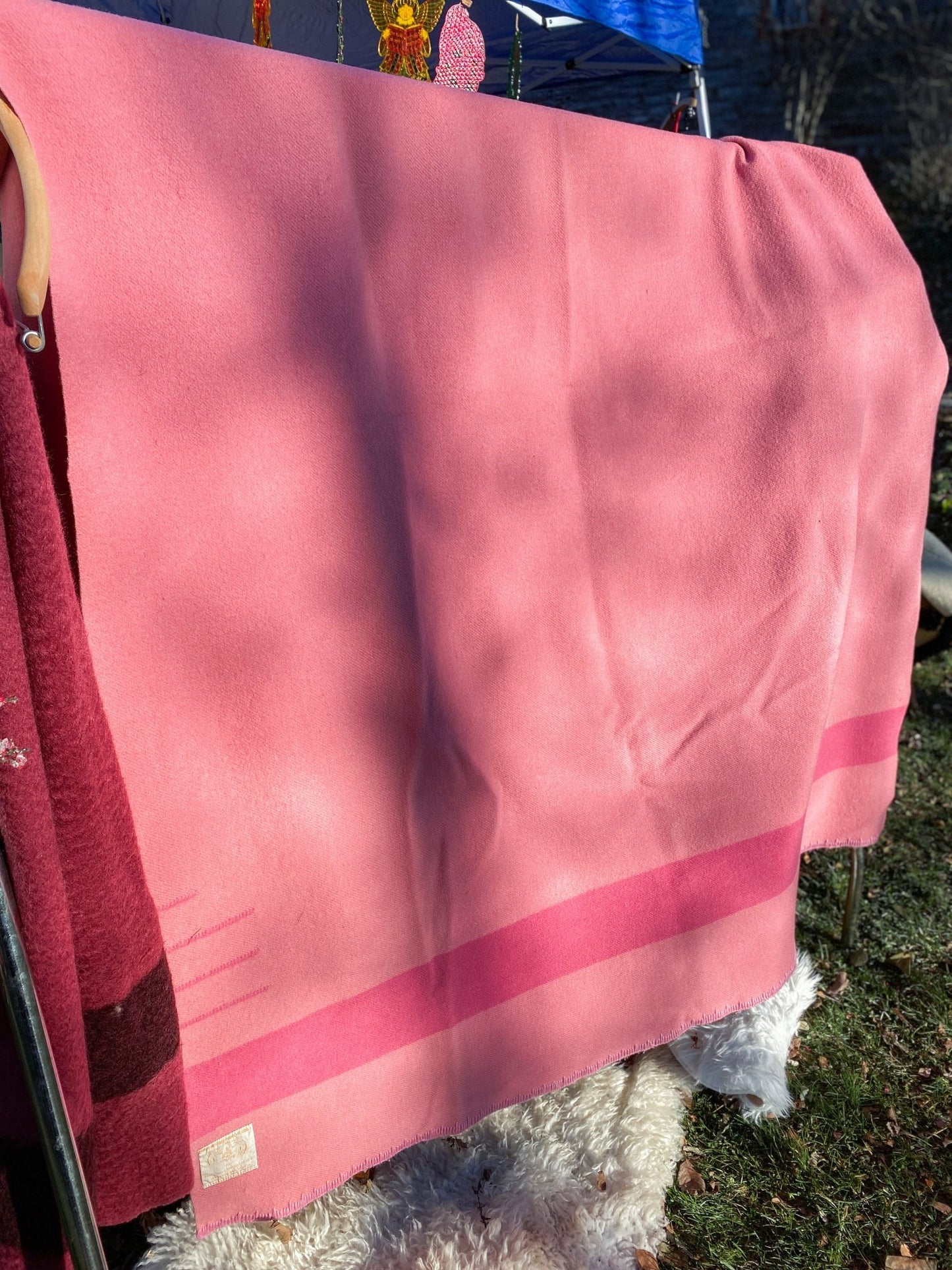 Pink Vintage Hudson Bay Company Point Blanket - Made in England - Perth Market