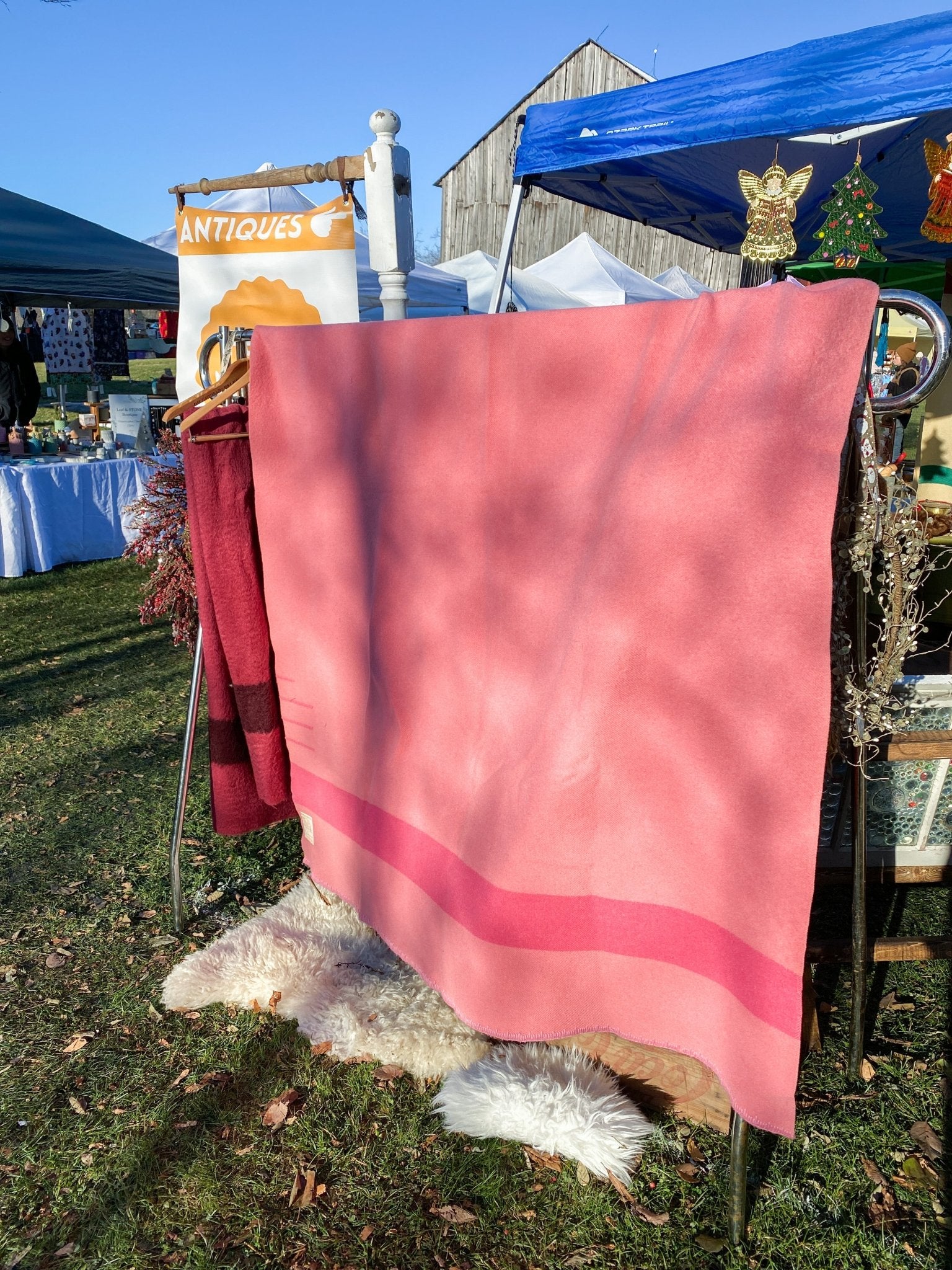 Pink Vintage Hudson Bay Company Point Blanket - Made in England - Perth Market