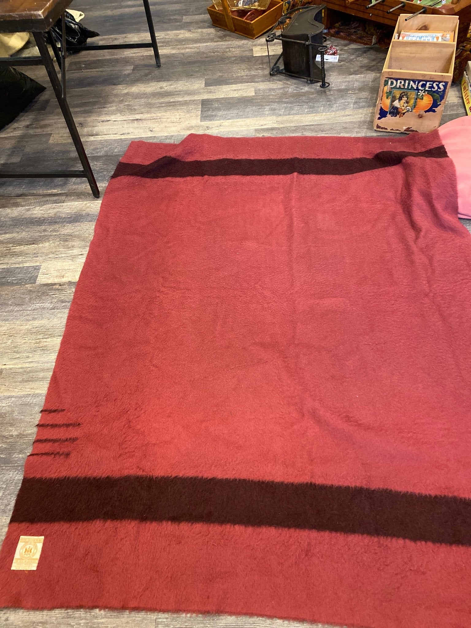 RARE Vintage Hudson Bay Company Burgundy Point Blanket - Made in England - Perth Market