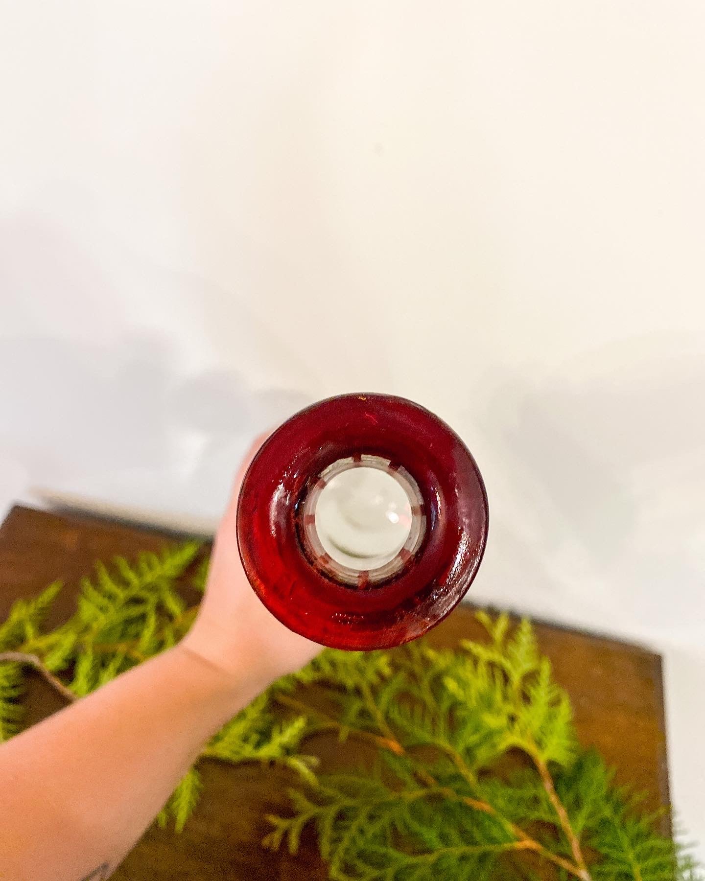 Ruby & Clear Glass Decanter / Jug - Perth Market