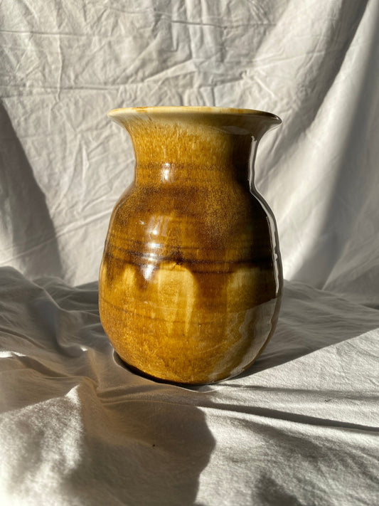 Satin Glazed Brown Pottery Vase - Perth Market