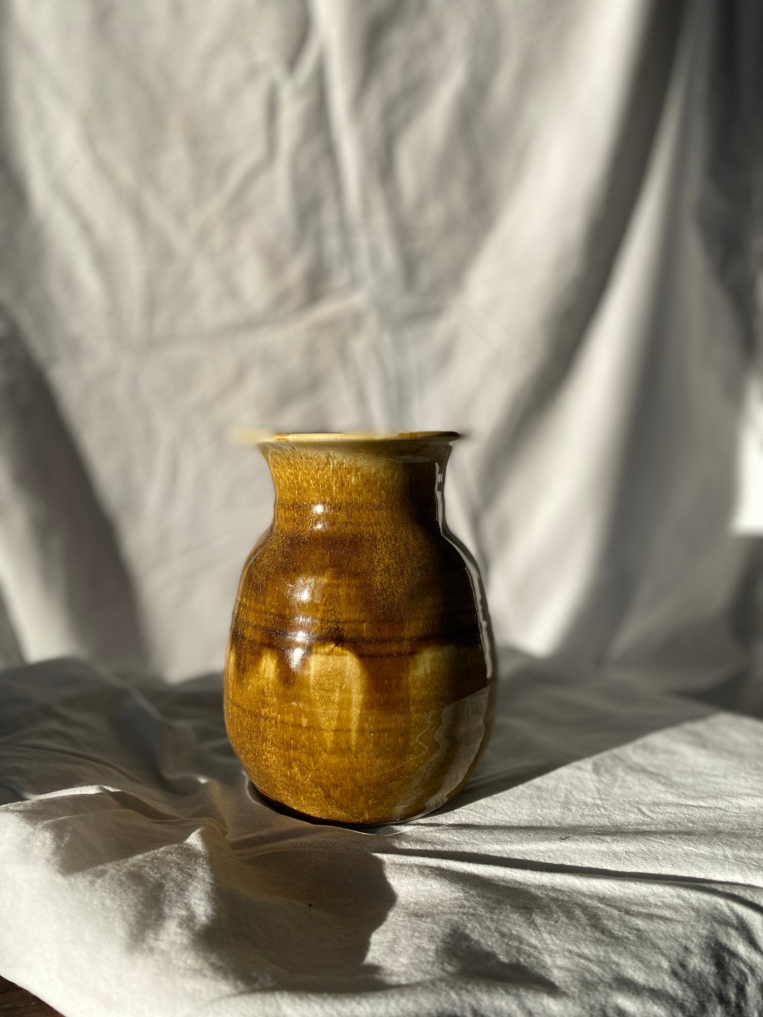 Satin Glazed Brown Pottery Vase - Perth Market