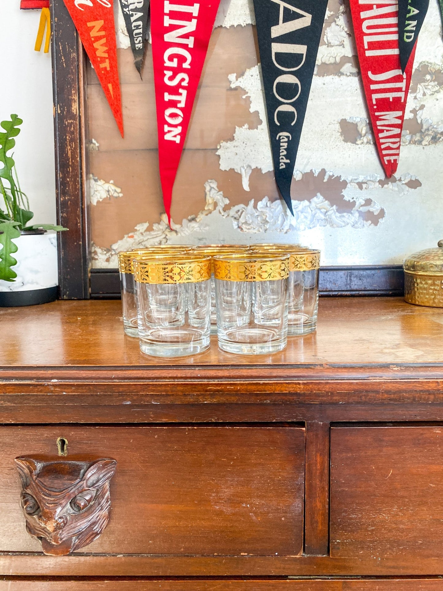 Set of Gold Rimmed Whiskey Glasses - Perth Market