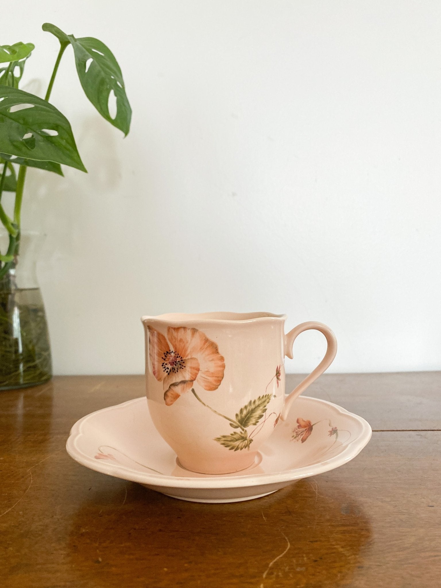 Set of Mikasa Tea Cup + Saucer, in pattern Rondo "Oriental Poppy" by Diane Love - Perth Market