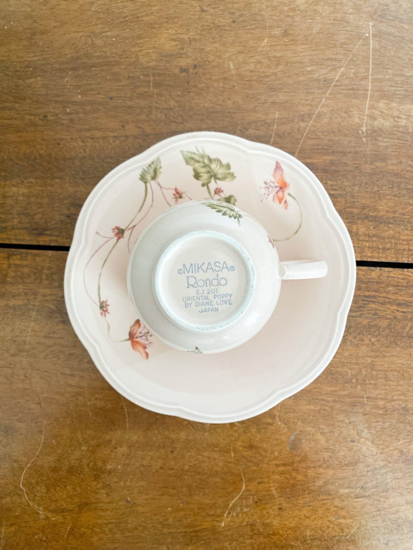 Set of Mikasa Tea Cup + Saucer, in pattern Rondo "Oriental Poppy" by Diane Love - Perth Market