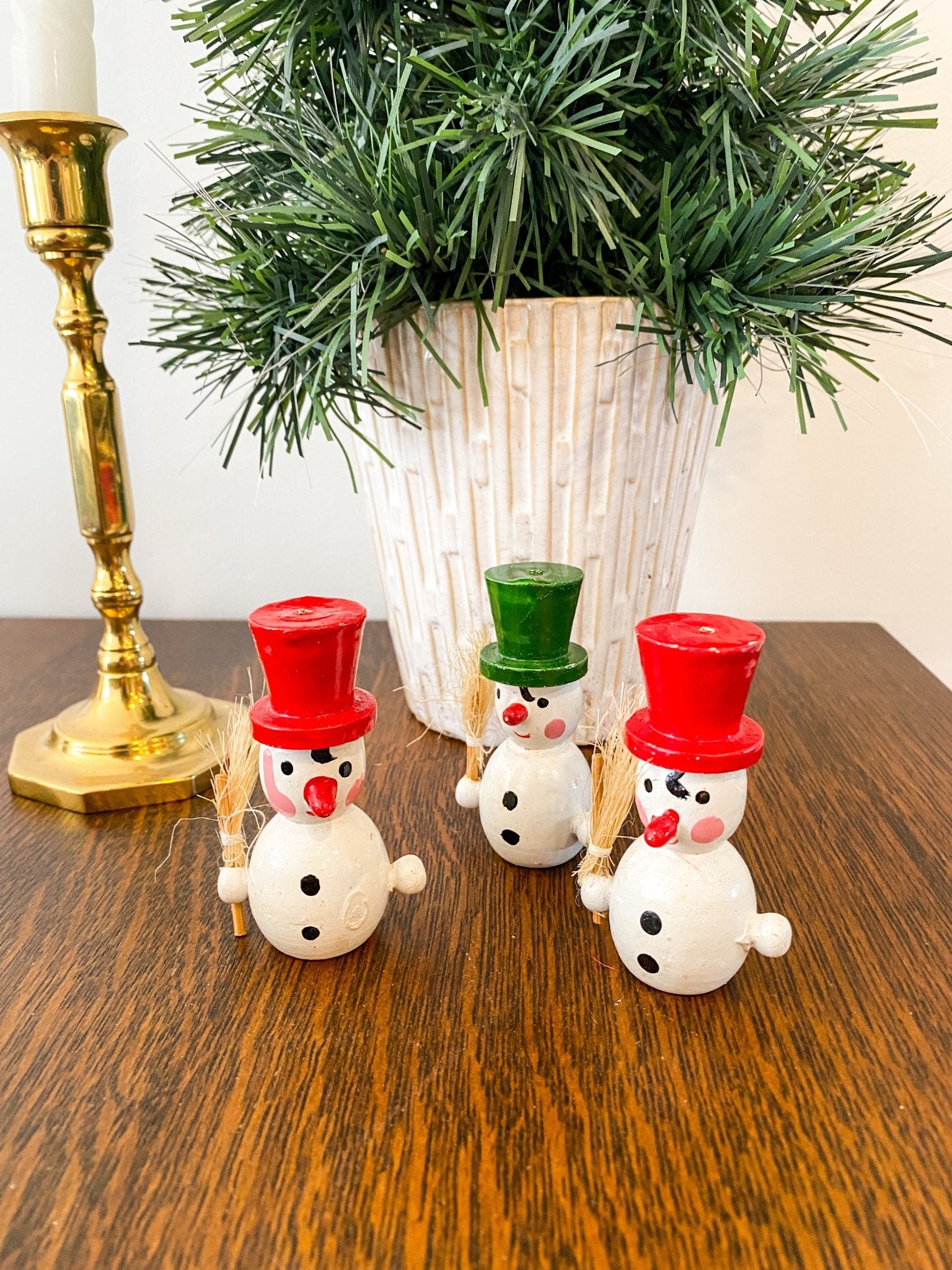 Set of Red & Green Wooden Snowmen - Perth Market