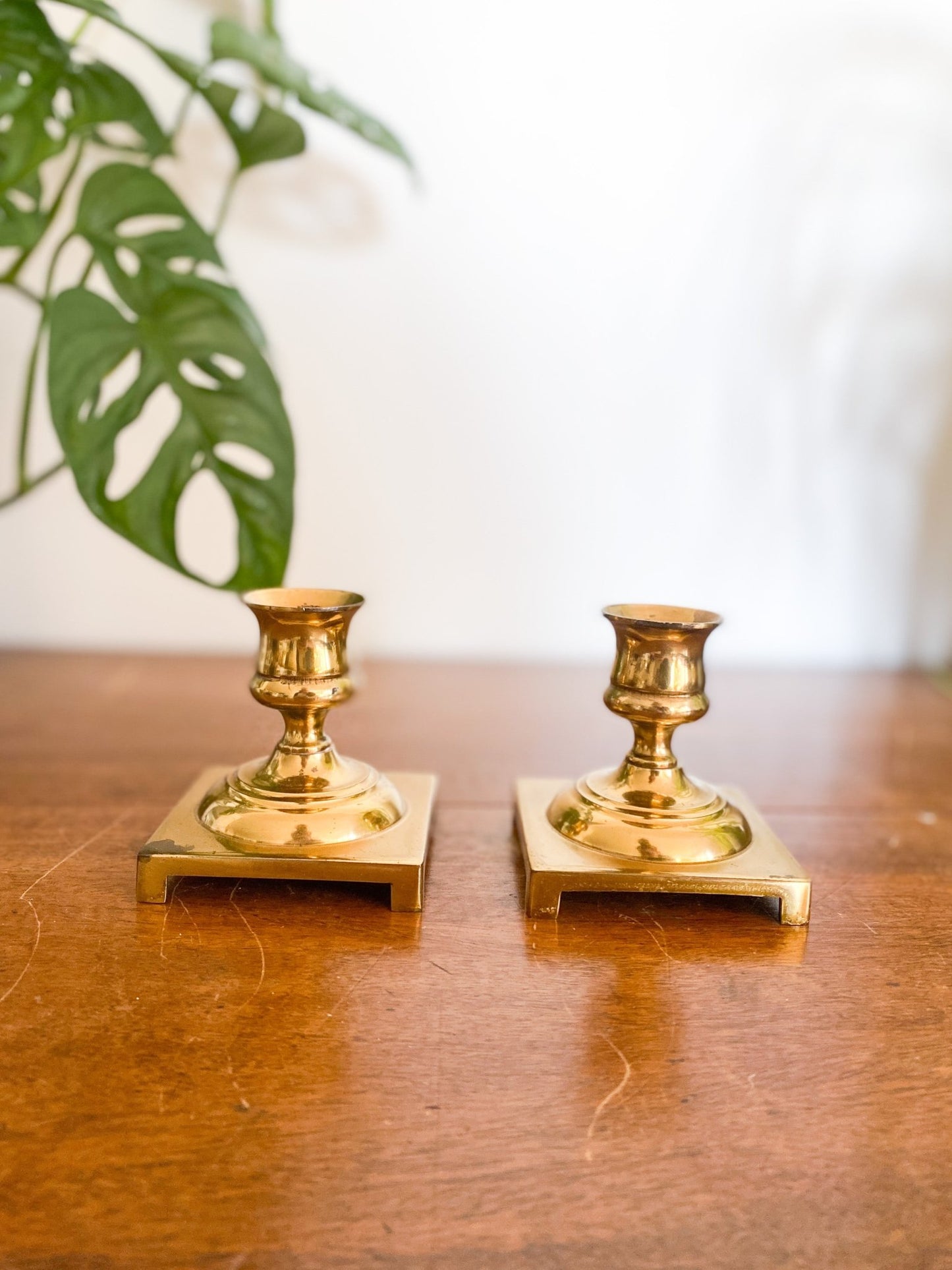 Short Faux Brass Candlestick Holders (Set) - Perth Market