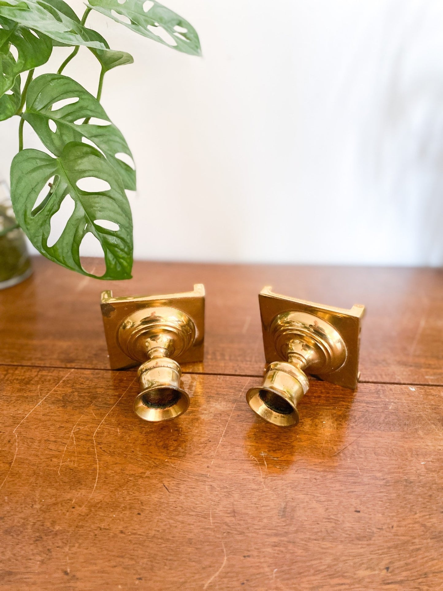 Short Faux Brass Candlestick Holders (Set) - Perth Market