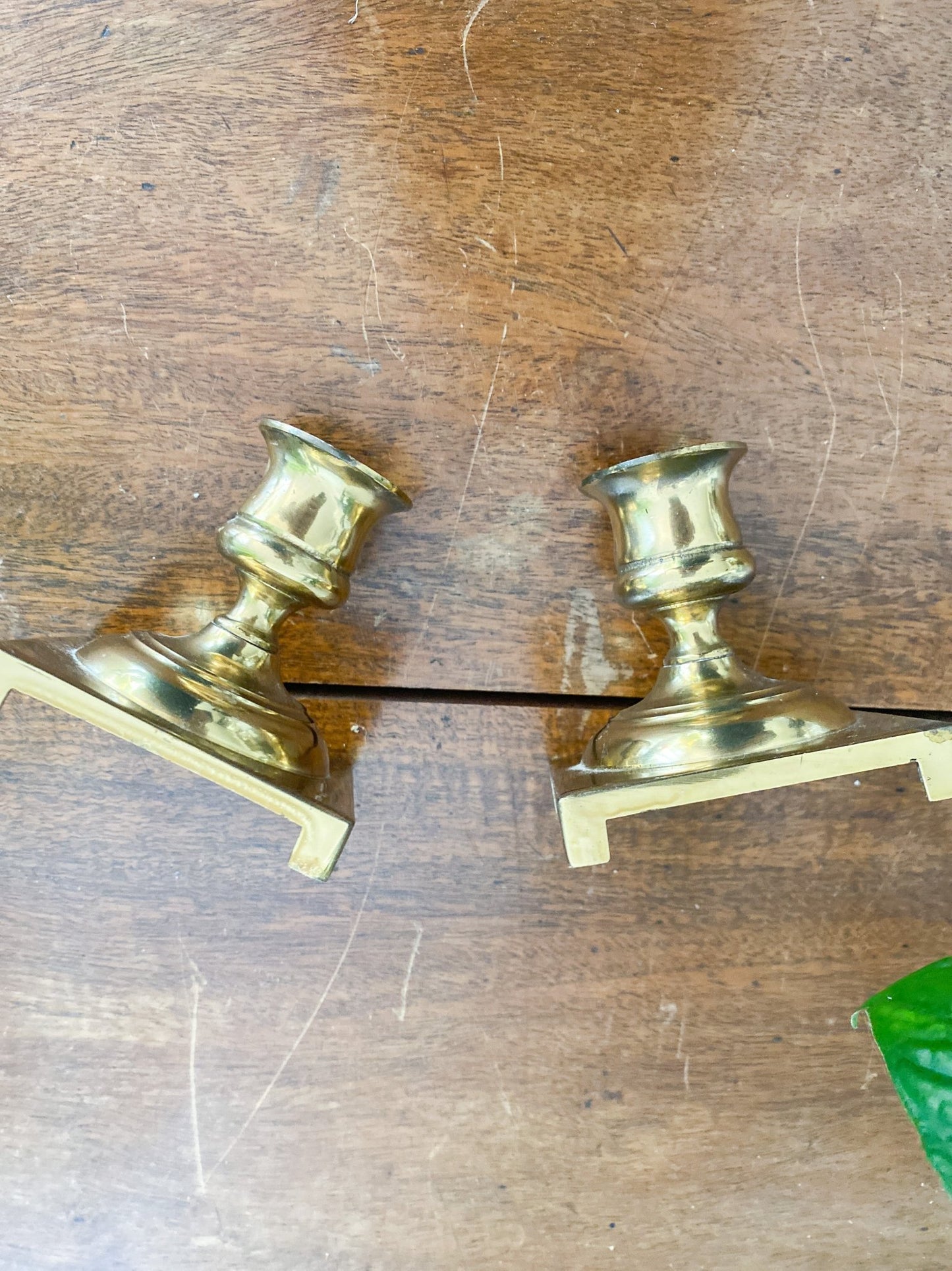 Short Faux Brass Candlestick Holders (Set) - Perth Market