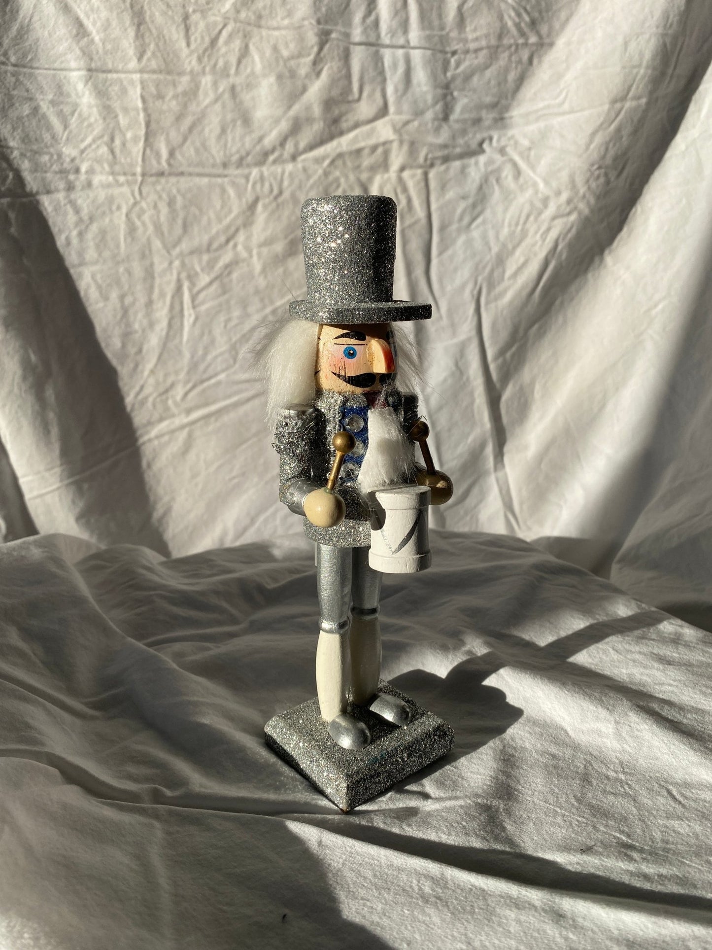 Silver Wooden Nutcracker with Drum - Perth Market