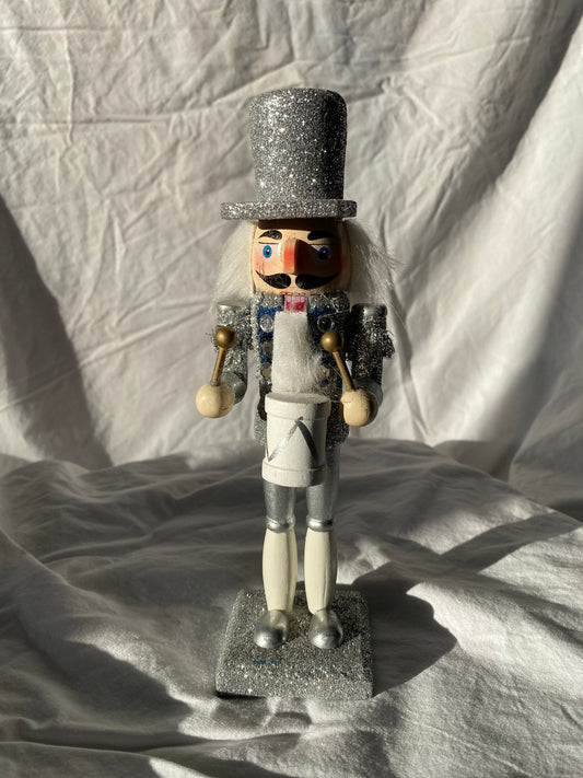 Silver Wooden Nutcracker with Drum - Perth Market