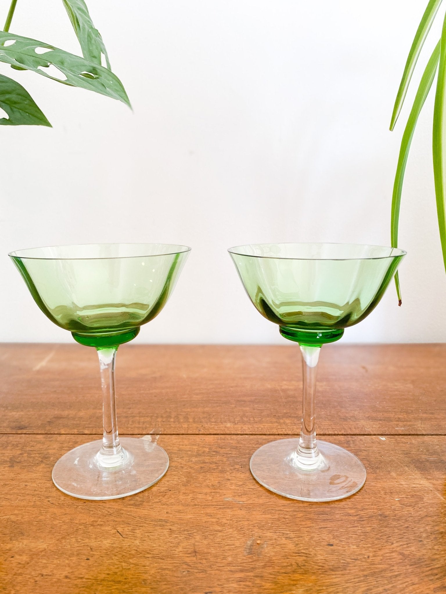 Small Green Champagne Glasses (Set of 2) - Perth Market