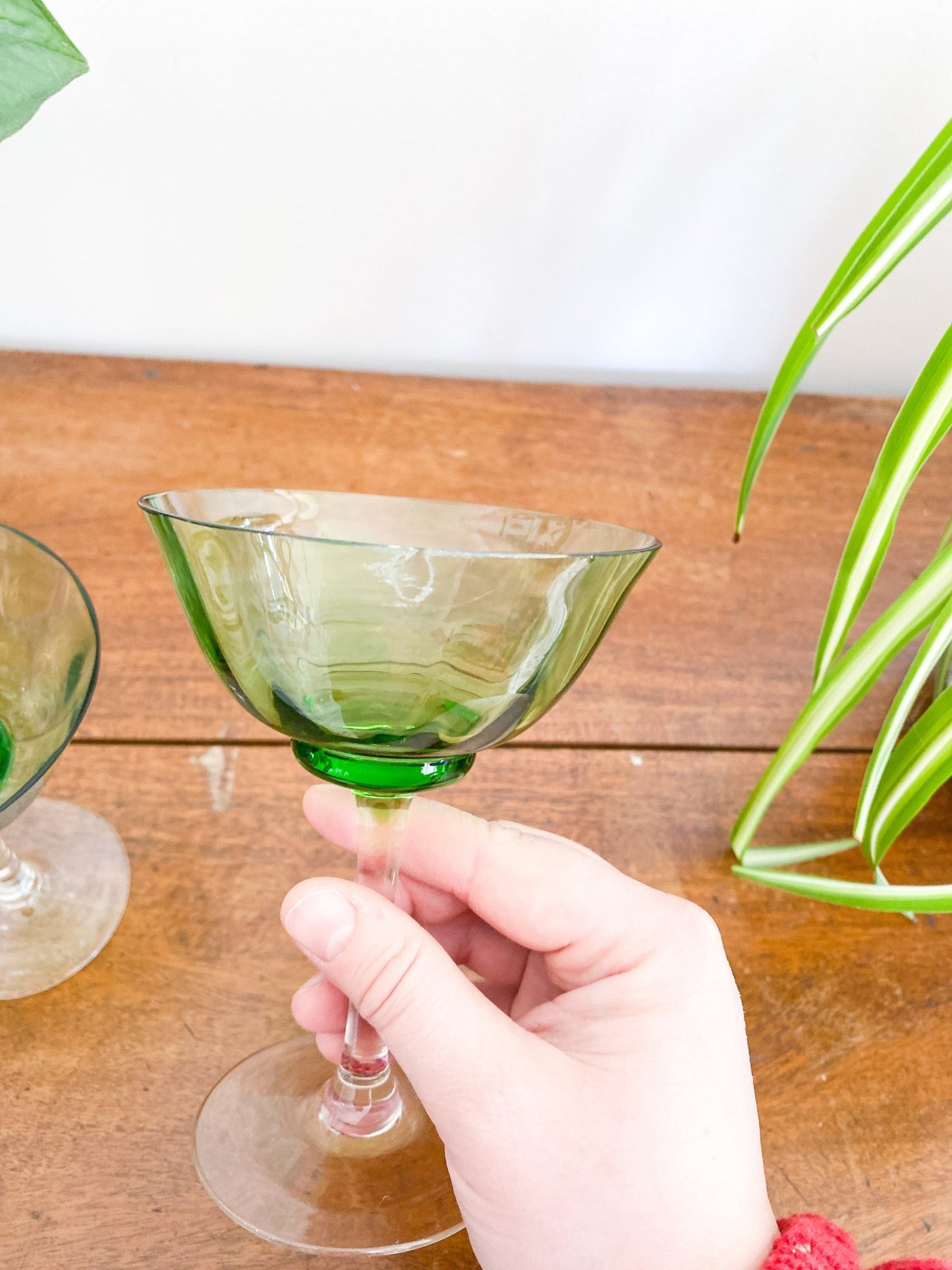 Small Green Champagne Glasses (Set of 2) - Perth Market