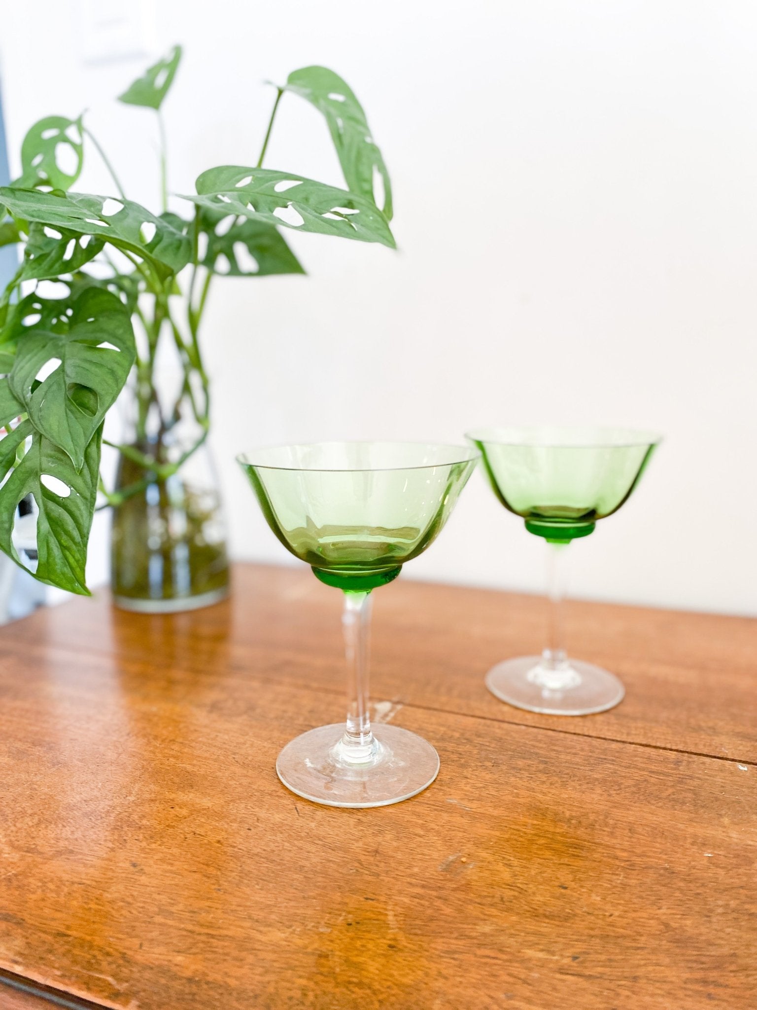 Small Green Champagne Glasses (Set of 2) - Perth Market