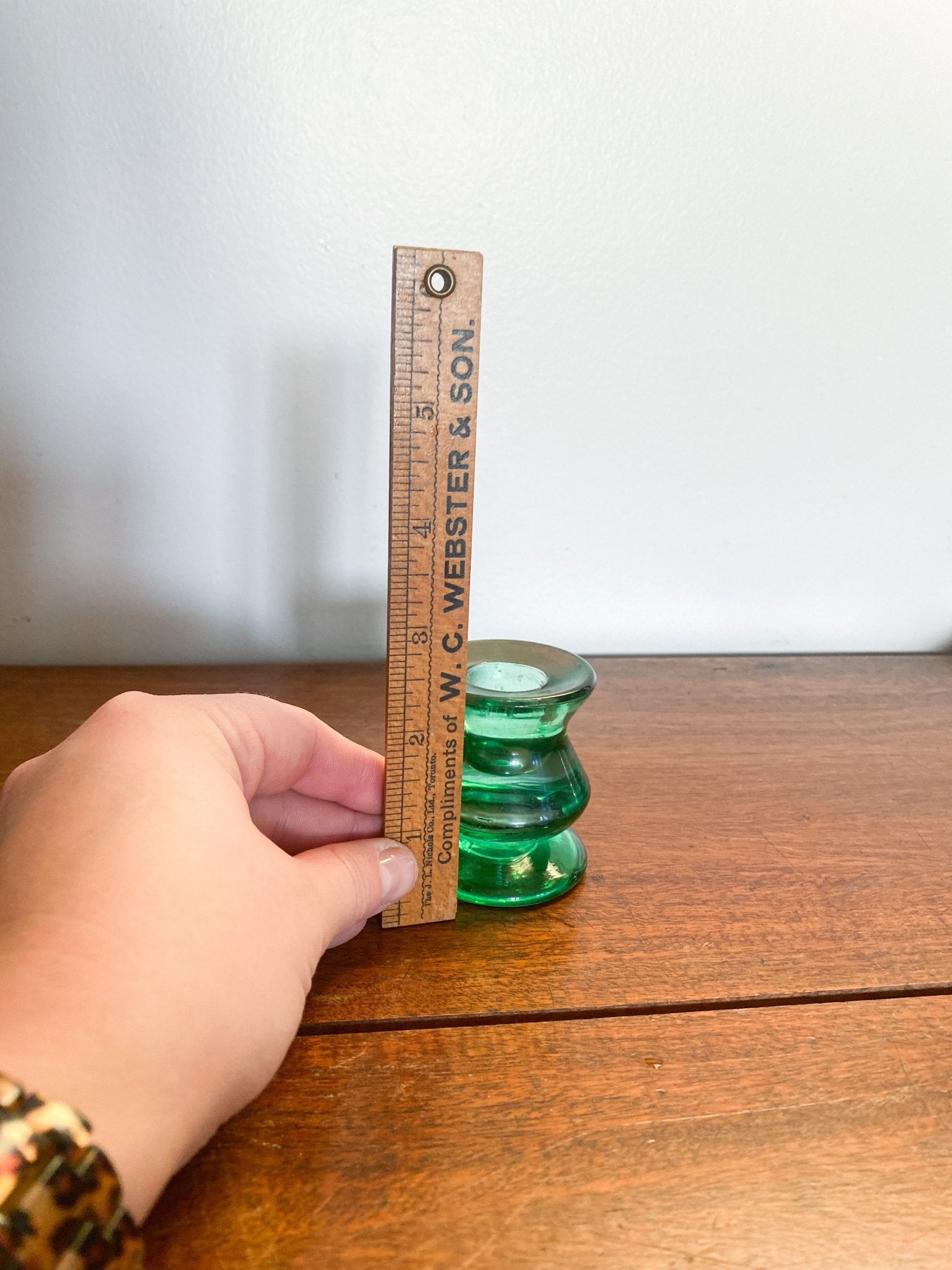 Small Green Glass Candlesticks - Perth Market