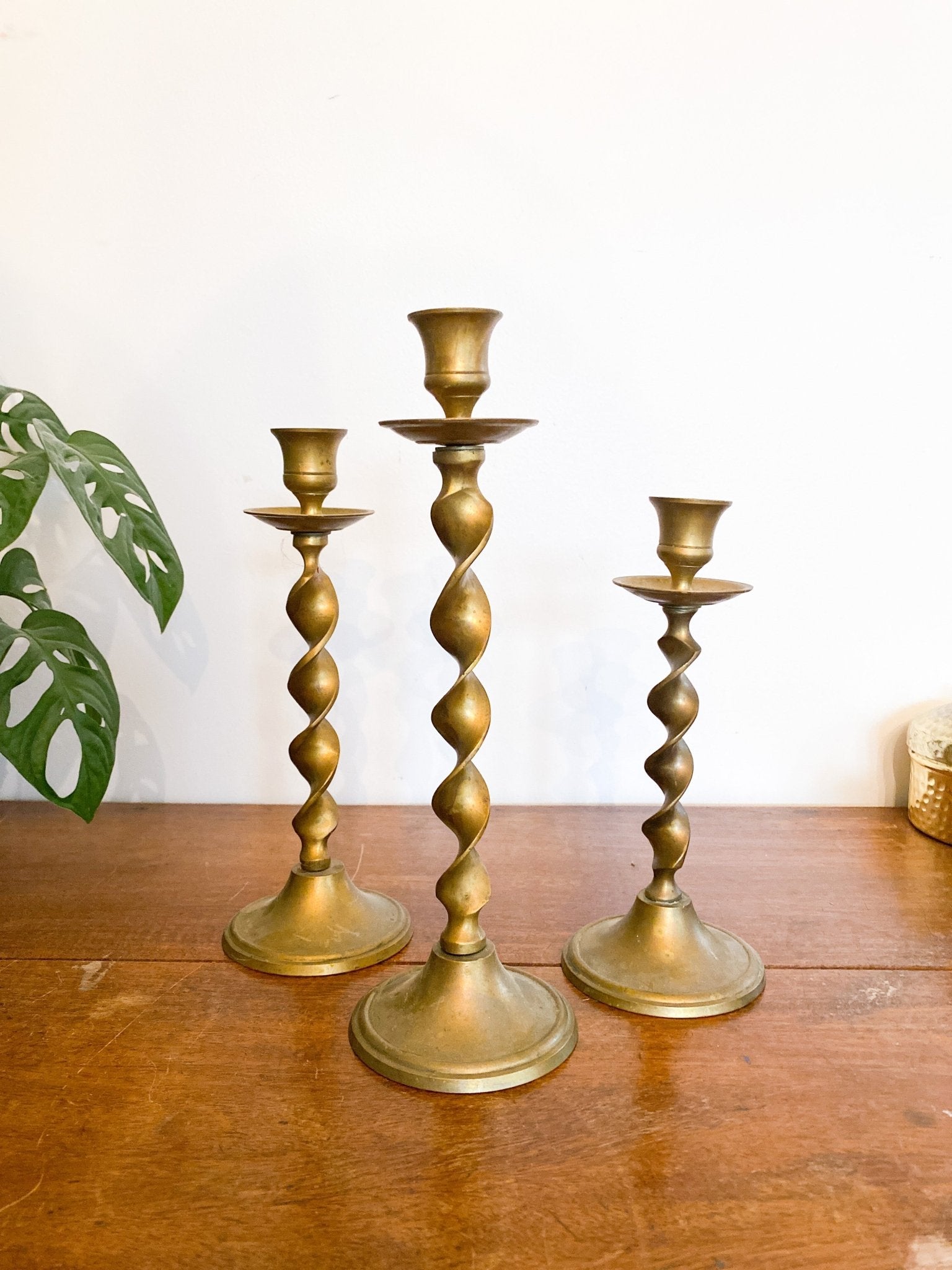 Solid Brass Barley Twist Candlestick Holder - Perth Market