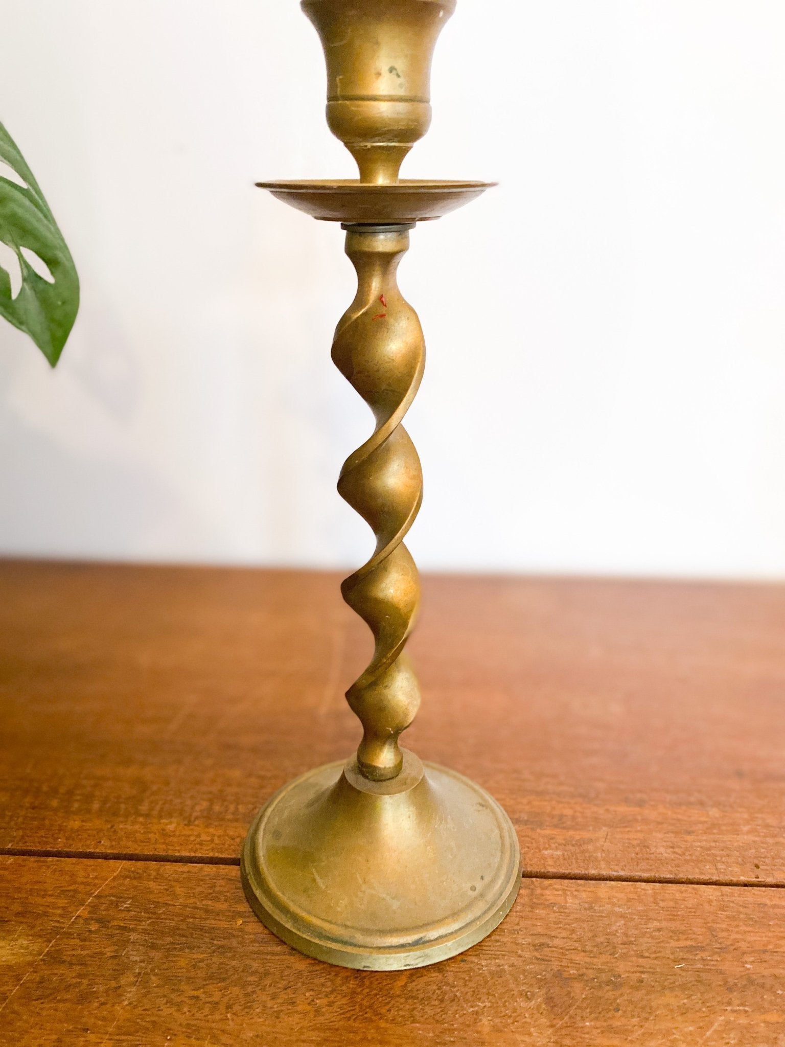 Solid Brass Barley Twist Candlestick Holder - Perth Market