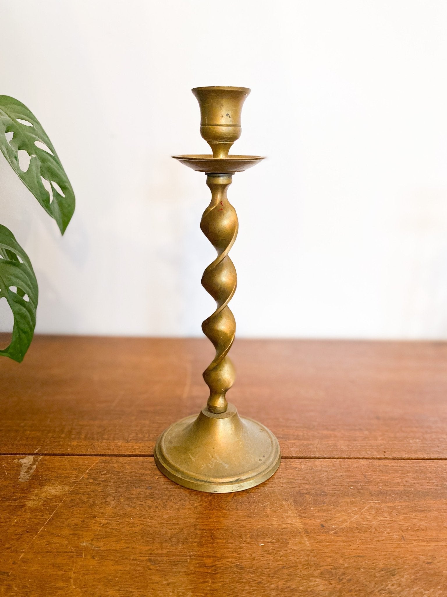 Solid Brass Barley Twist Candlestick Holder - Perth Market