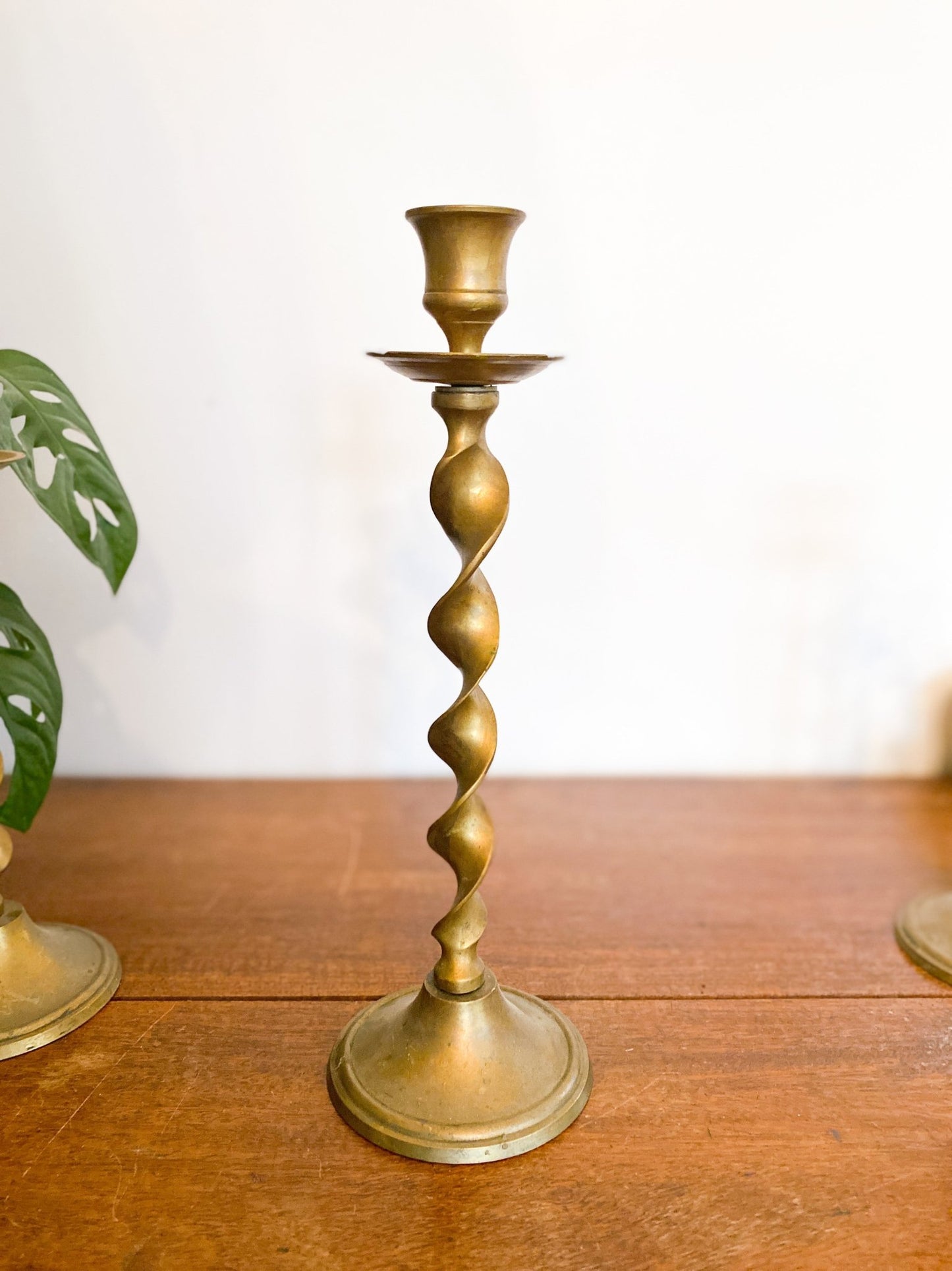 Solid Brass Barley Twist Candlestick Holder - Perth Market