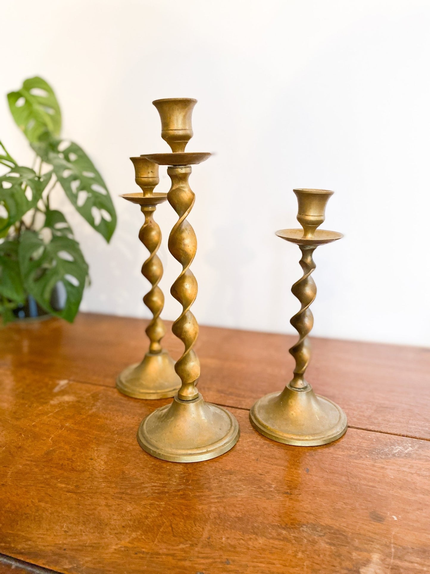 Solid Brass Barley Twist Candlestick Holder - Perth Market