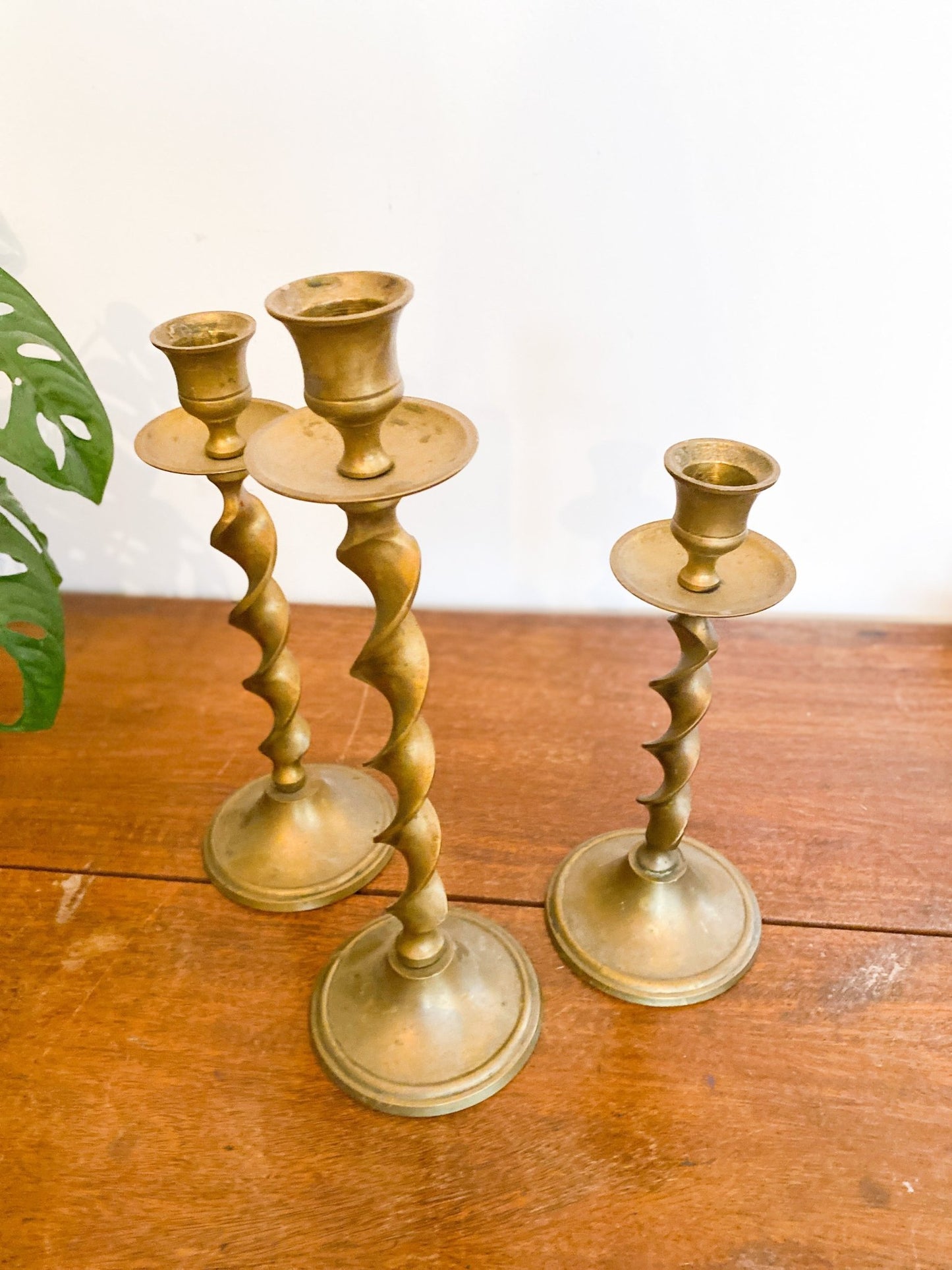 Solid Brass Barley Twist Candlestick Holder - Perth Market