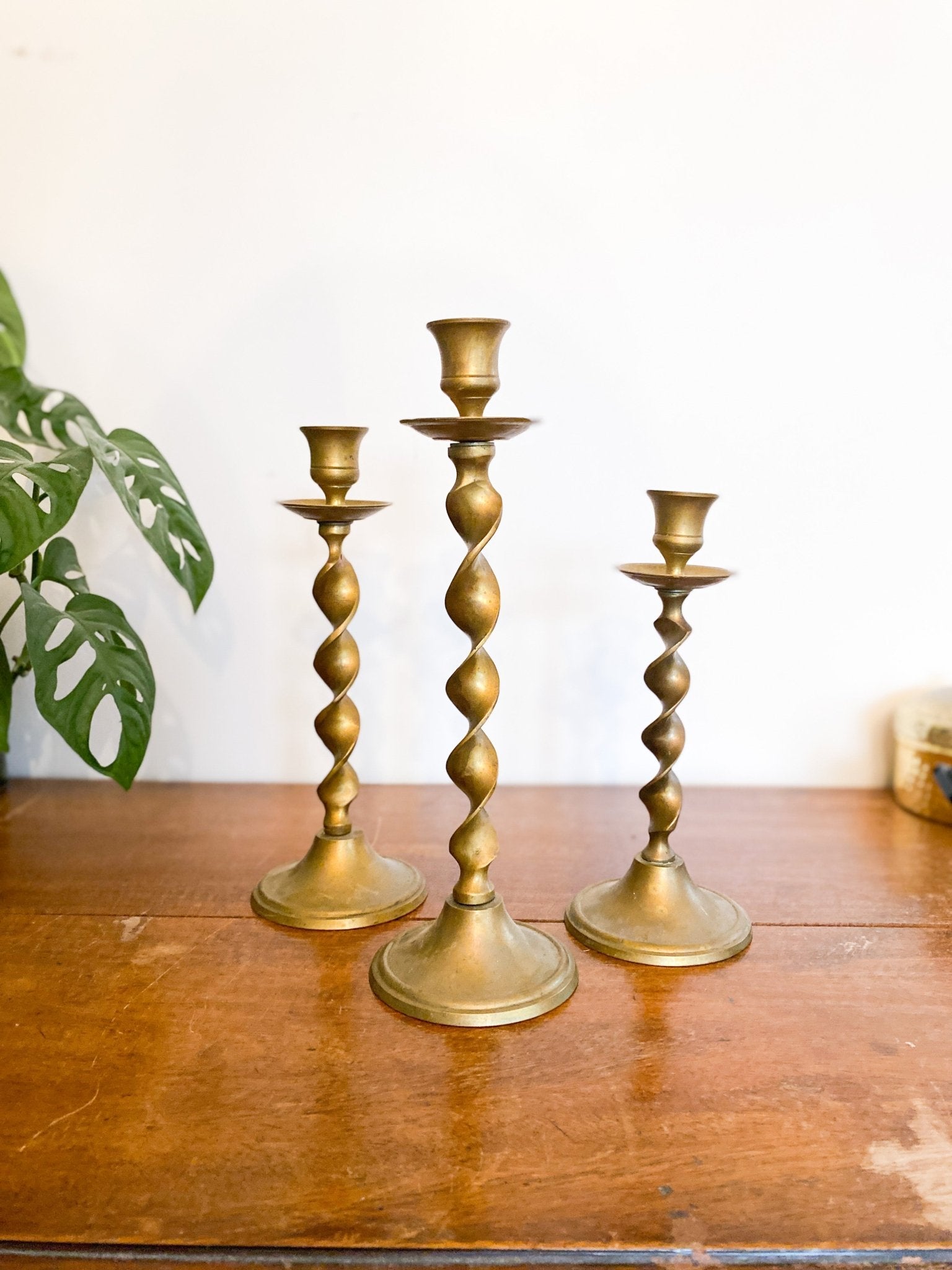 Solid Brass Barley Twist Candlestick Holder - Perth Market