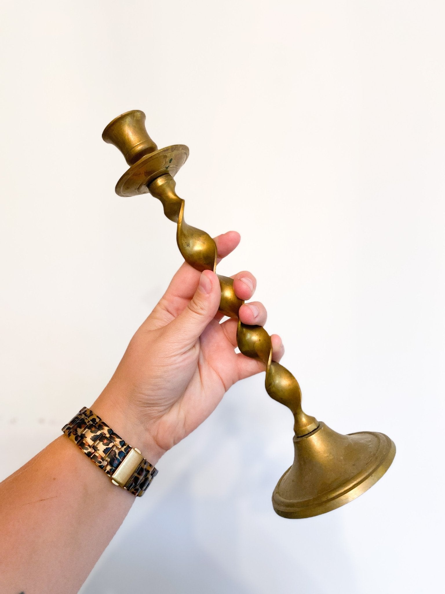 Solid Brass Barley Twist Candlestick Holder - Perth Market