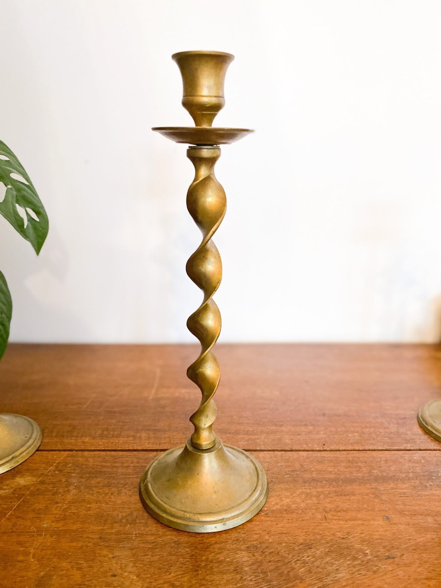 Solid Brass Barley Twist Candlestick Holder - Perth Market