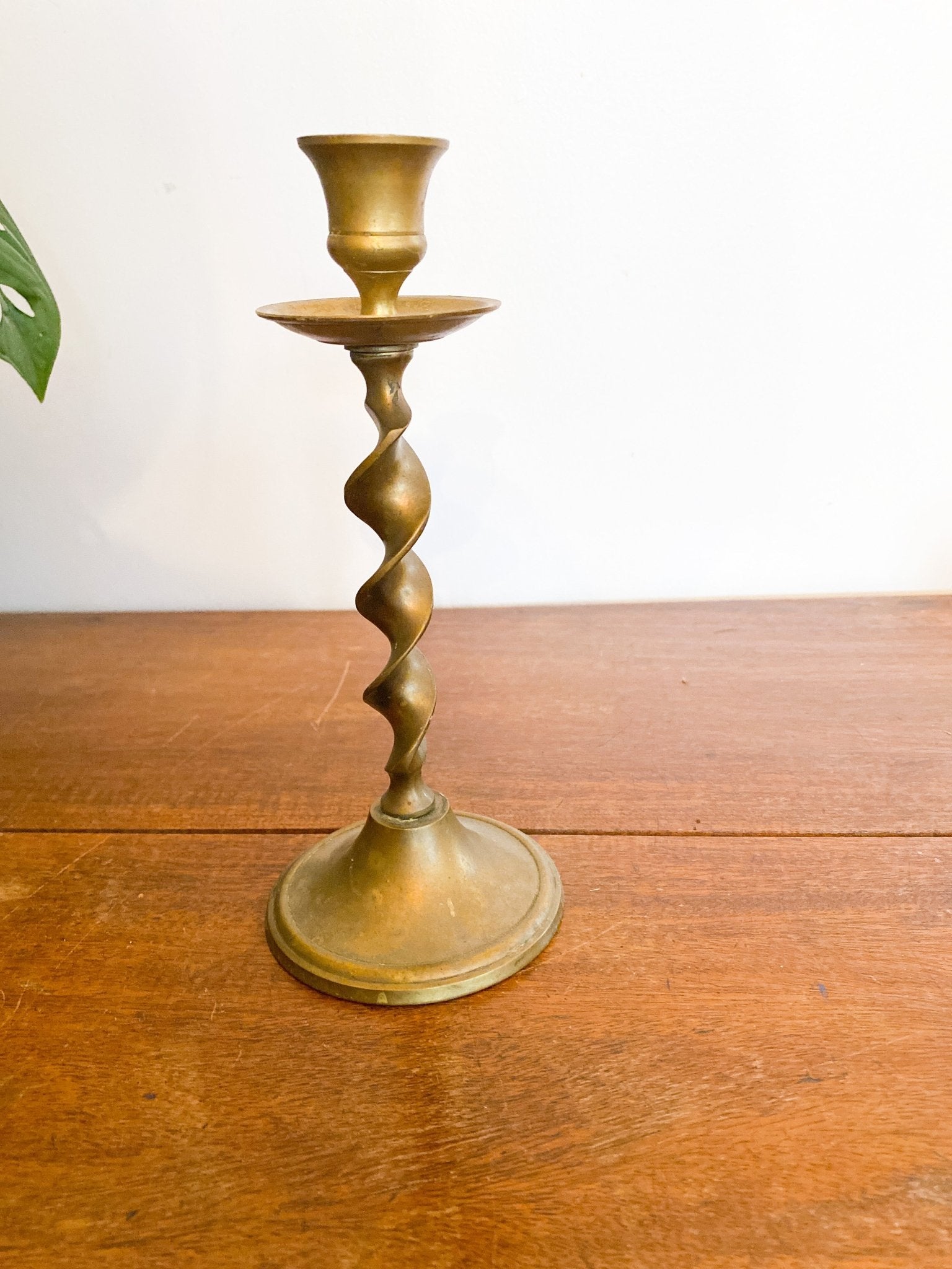 Solid Brass Barley Twist Candlestick Holder - Perth Market