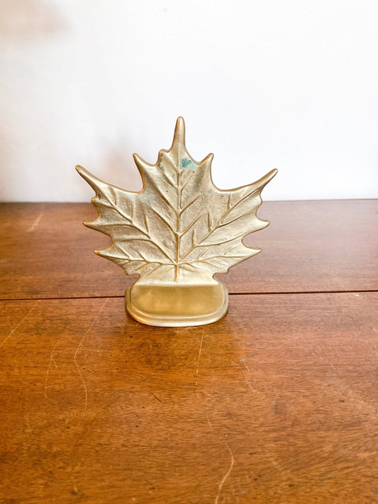 Vintage Brass Maple Leaf Bookend - Perth Market