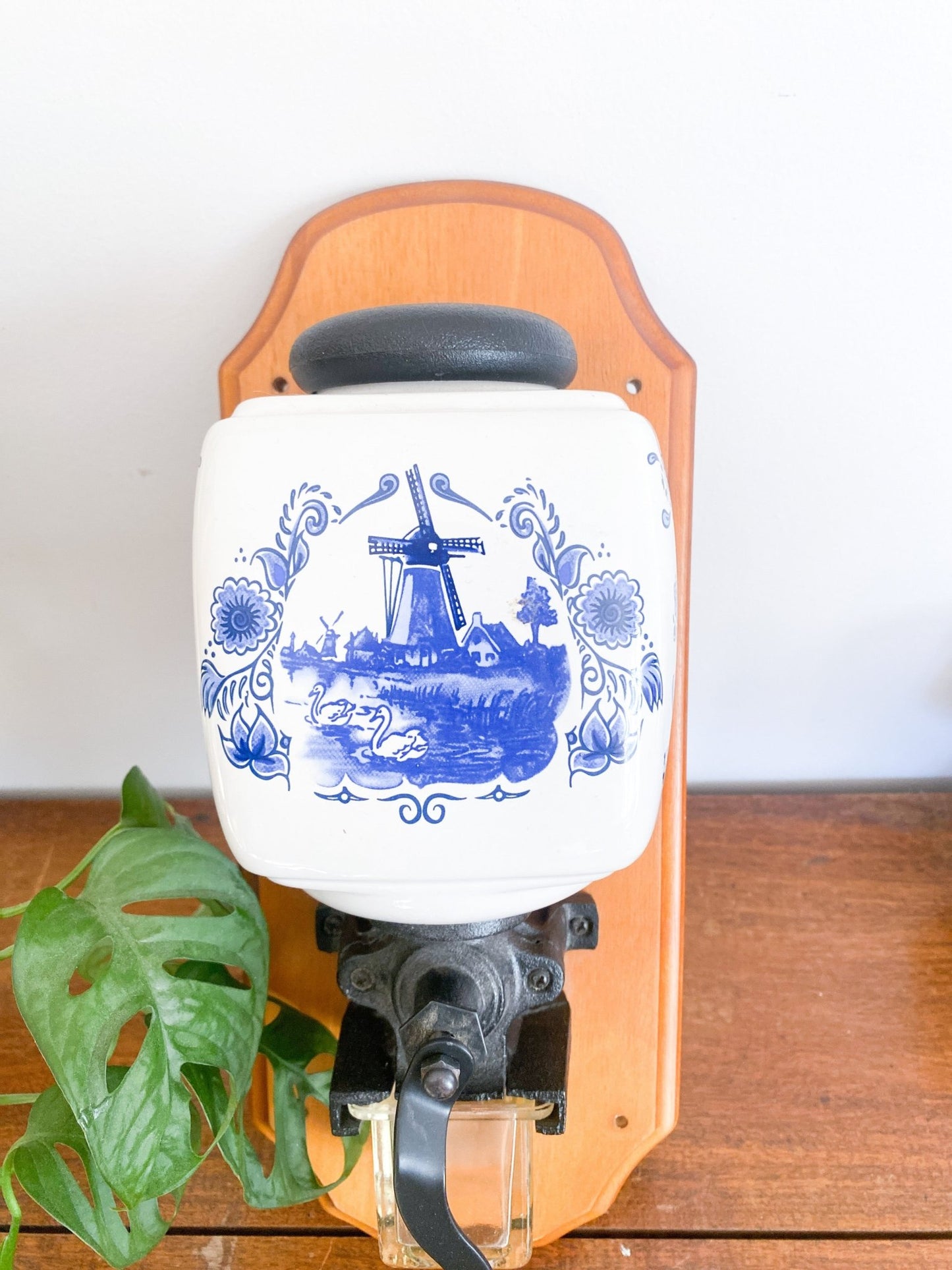 Vintage Ceramic Blue Delft Windmill Wall-Mounted Coffee Grinder - Perth Market