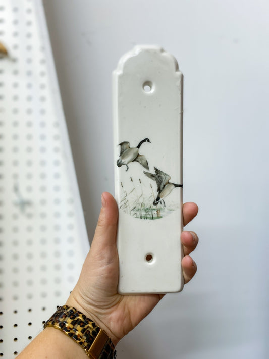 Vintage French Porcelain Geese Door Push - Perth Market