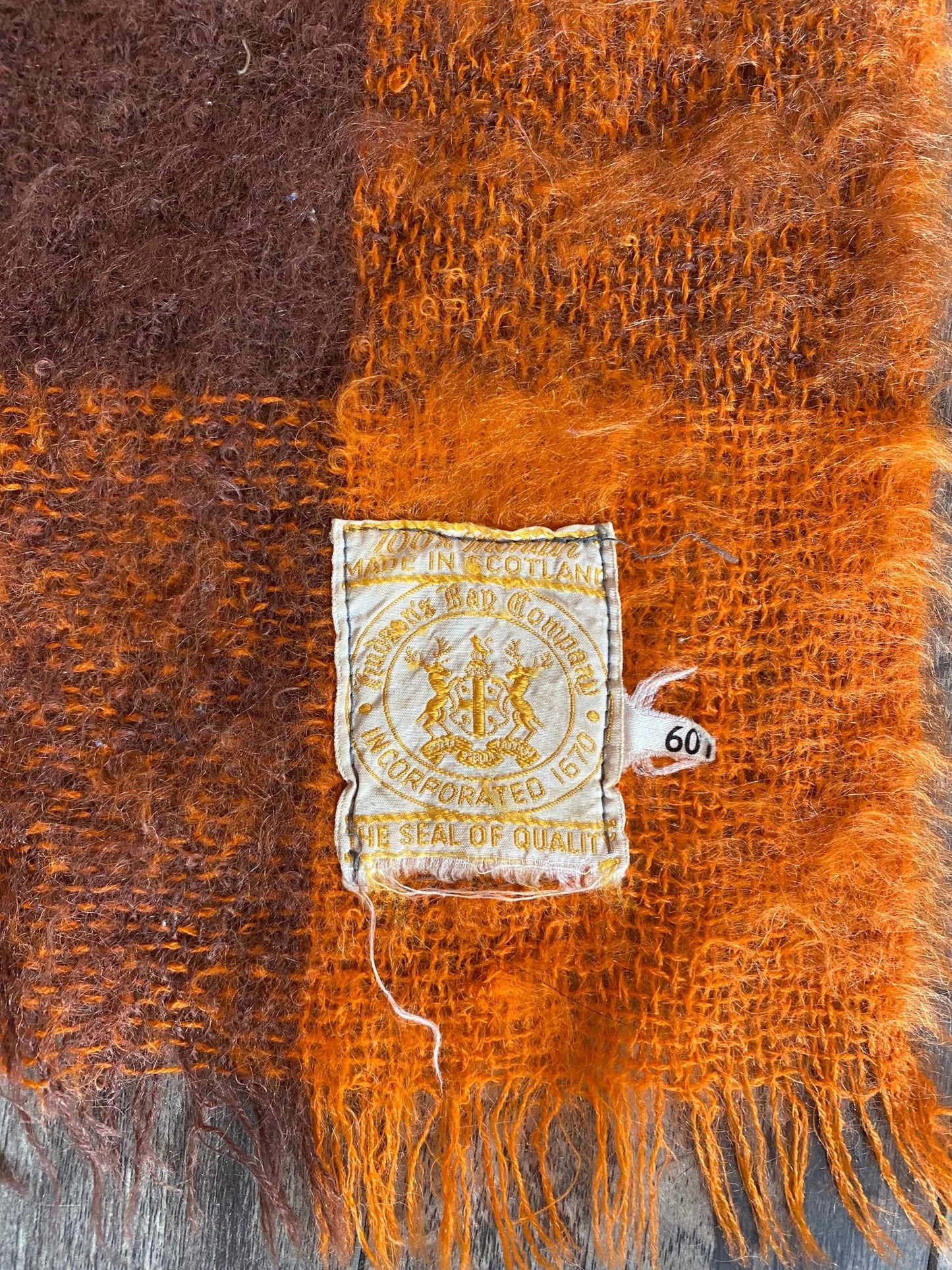 Vintage Hudson Bay Company Blanket - Made in Scotland - Mohair blanket throw couch plaid blanket mcm - Perth Market